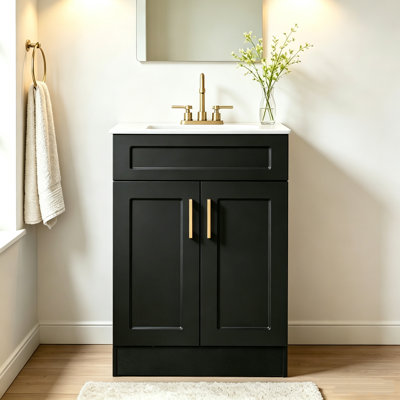 24'' Morden Single Bathroom Vanity With Ceramic Top