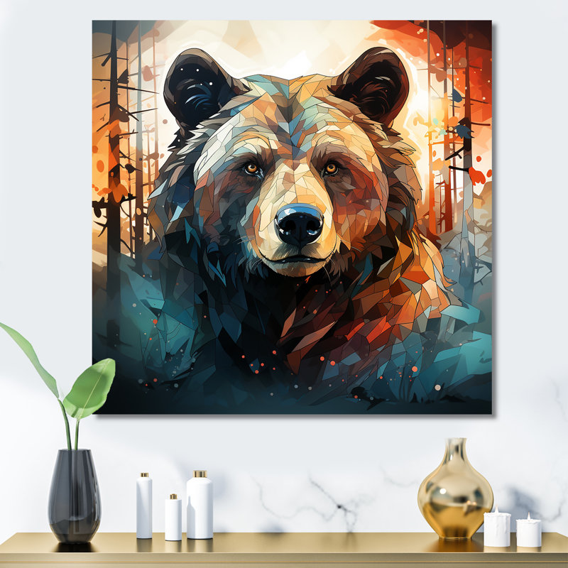 «Brown Bear Forest Portrait I - Bear 2», art mural, Toile tendue, H 36 po x l 36 po x P 1,5 po