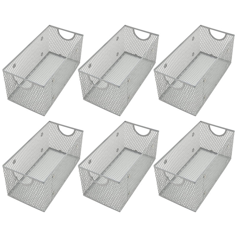 Rebrilliant Decorative Basket, Silver, 5.5" H x 11" W x 5" D