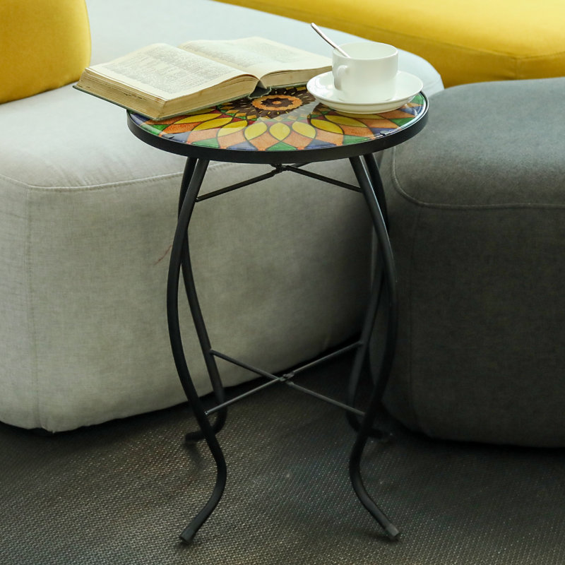 Table d'appoint en verre Sunflower Mosaic
