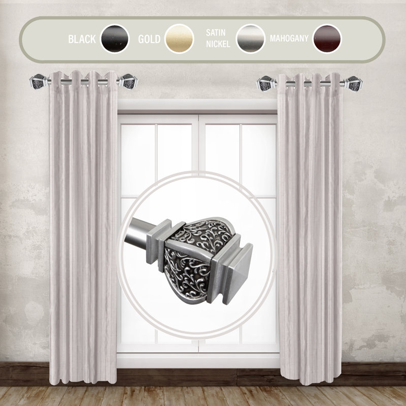 Tringle à rideaux simple Allegro Margot, Nickel satiné