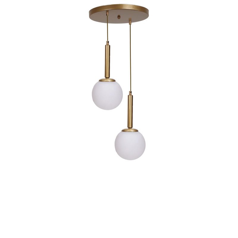 Élégant lustre en métal, finition blanche et dorée, 15 x 15 cm | Hauteur réglable jusqu'à 31,5 pouces | Doubles douilles E27 (40 W maximum) | pour salle à manger et espace de vie | Décoration d'éclairage élégante et fonctionnelle