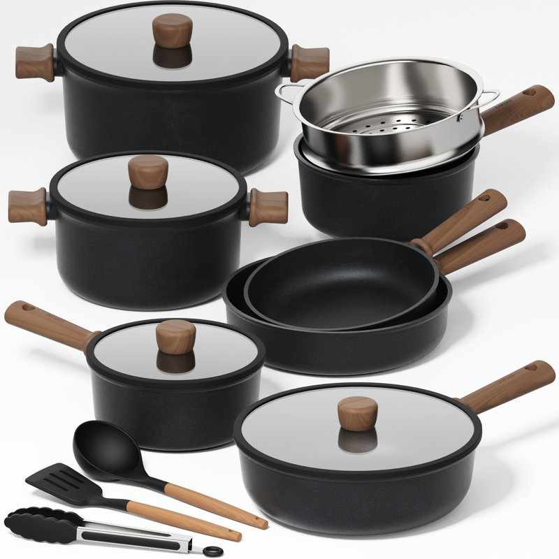 Ensemble de casseroles et de poêles noires antiadhésives 15 pièces CAROTE