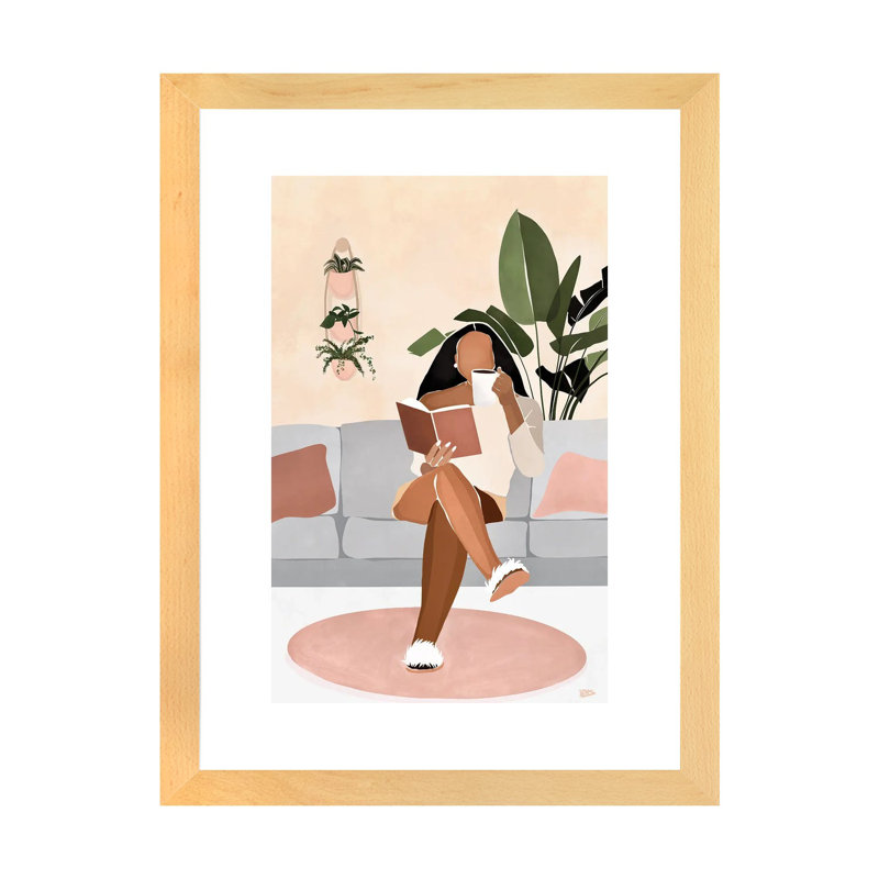 « Lounge » par Bria Nicole-impression d’art graphique, Toile avec cadre en bois beige, Blanc, H 32 po x l 24 po x P 1 po