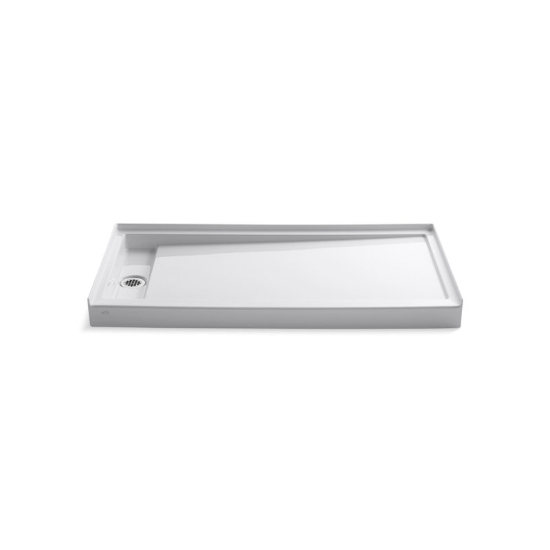 60" x 32" Single Threshold Drain Shower Base, Left, White