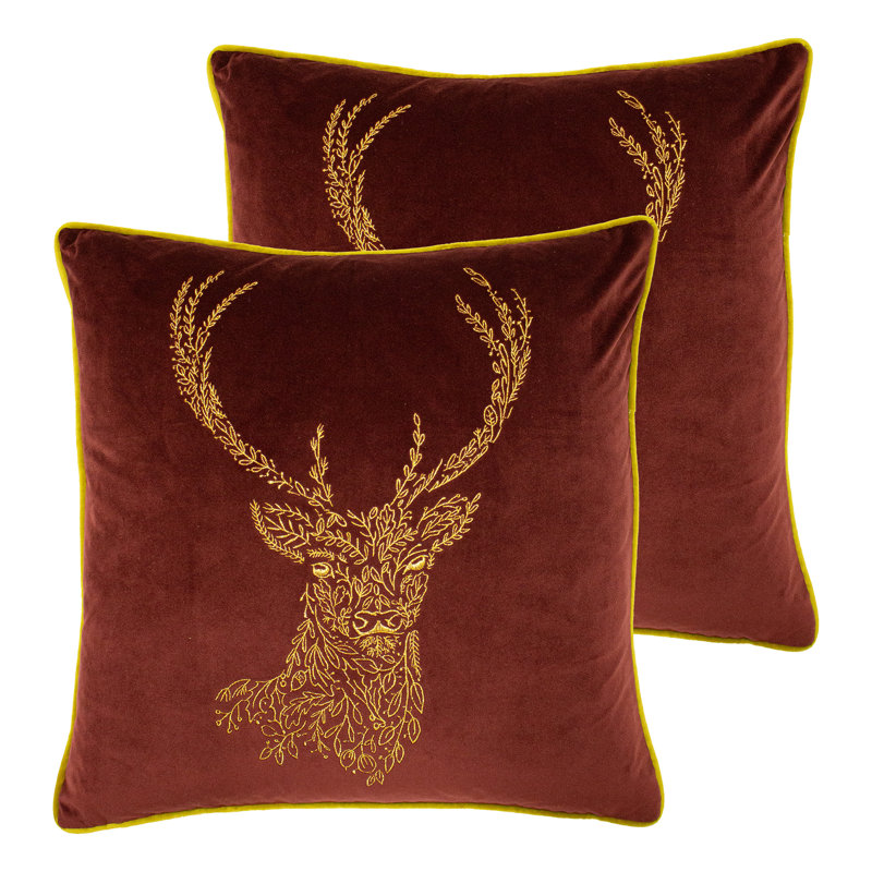 Geometric Rectangular Cushion, Burgundy/Gold