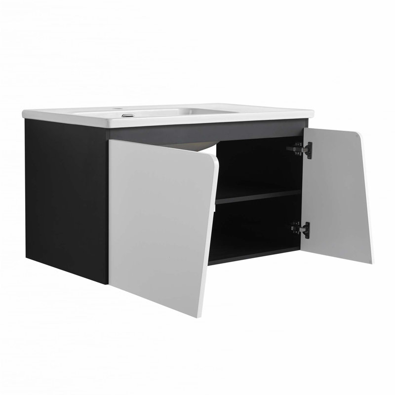 Meuble-lavabo flottant mural avec lavabo en céramique, 36"
