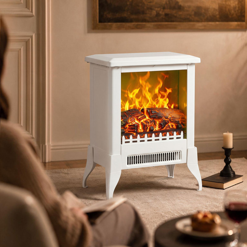 HOMCOM 37 cm W White Electric Fireplace