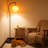 Modern Globe Floor Lamp With Orange Glass Shade For Home Office Bedroom (bulb Included)