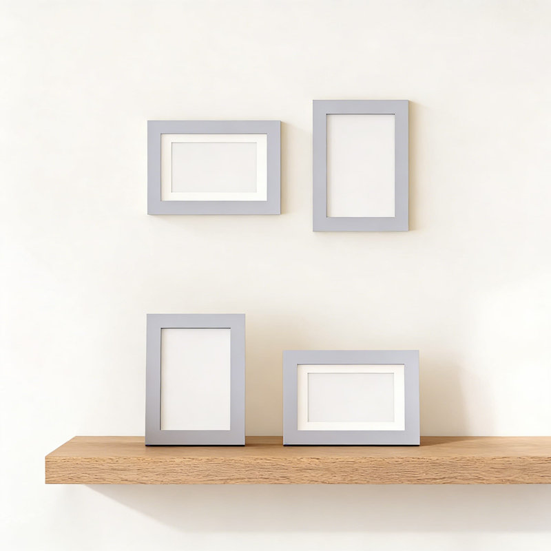 Ensemble de 4 cadres à photos en bois massif avec plexiglas, chevalet de table et support mural pour photos 4 x 6 avec ou sans passe-partout