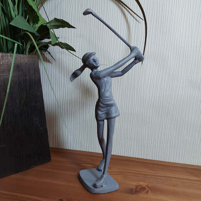GOLFER LADY Iron Figurine 29cm
