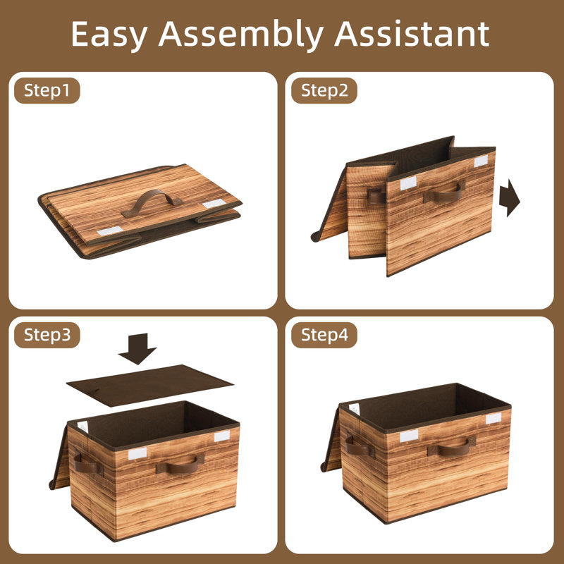 Large Storage Bins with Lids Set of 2, Brown