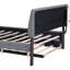 Grand lit tapissier grand avec lit gigogne simple TG et aspect poli, molleton gris, structure stable-855917254-855917880