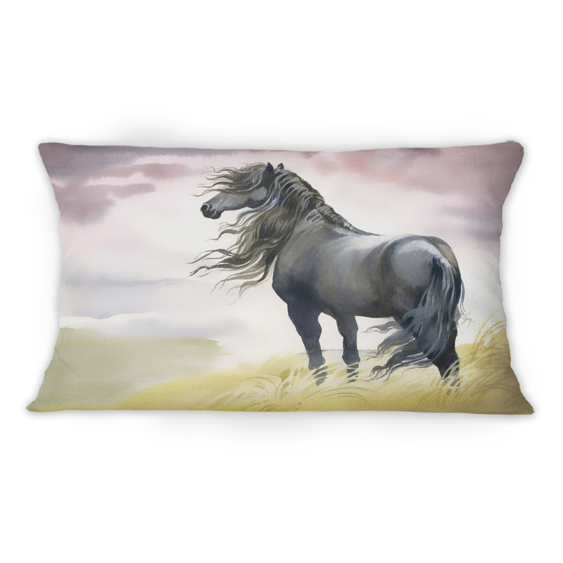 Coussin Black Horse In A Field