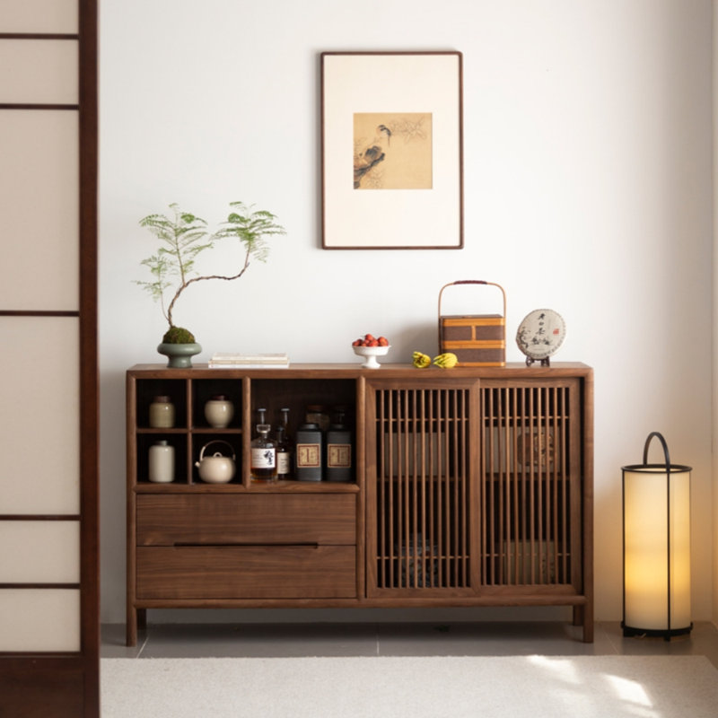 Large Capacity Solid Wood Sideboards, Walnut