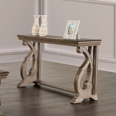 Console de style traditionnel avec structure en bois massif et pieds courbés à volutes