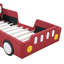 Lit plateforme simple en forme de voiture de course avec roues, rouge