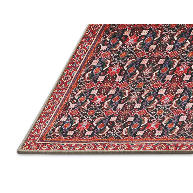 Tapis oriental en laine / polyester tissé à la machine bleu / rouge, Rectangle 2 pi x 3 pi