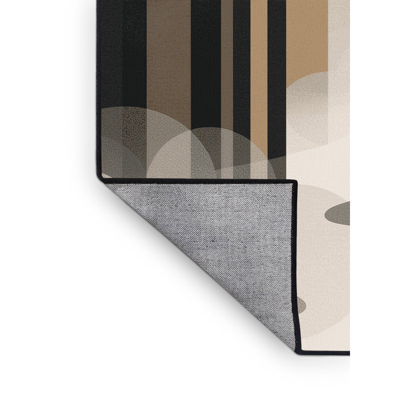 Tapis beige Paxon minimaliste lavable à la machine - reliure noire, 4' Square