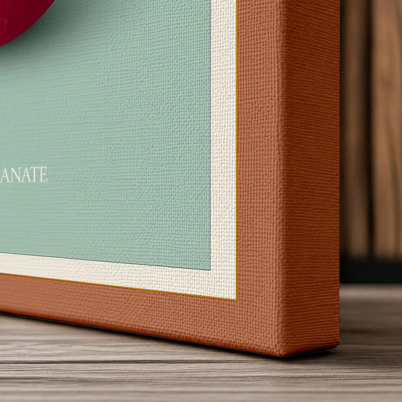 Pomegranate Study Botanical - Wrapped Canvas, 36x24 - 91.4 x 61.0 cm, Terracotta Border