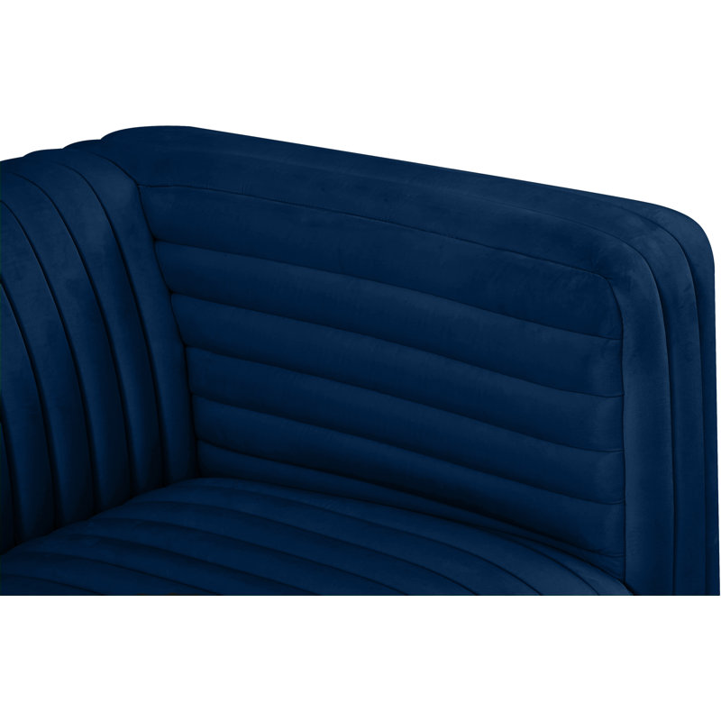 Fauteuil en velours capitonné l 43 po Fareid, Velours bleu marine