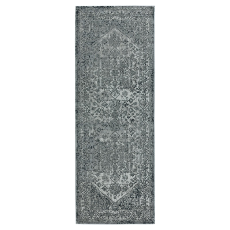 Tapis oriental gris, Tapis de couloir 2 pi 7 po x 7 pi 2 po