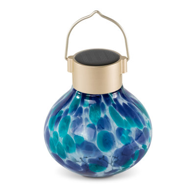 Solar Glass Tea Lantern - Tidal Blue