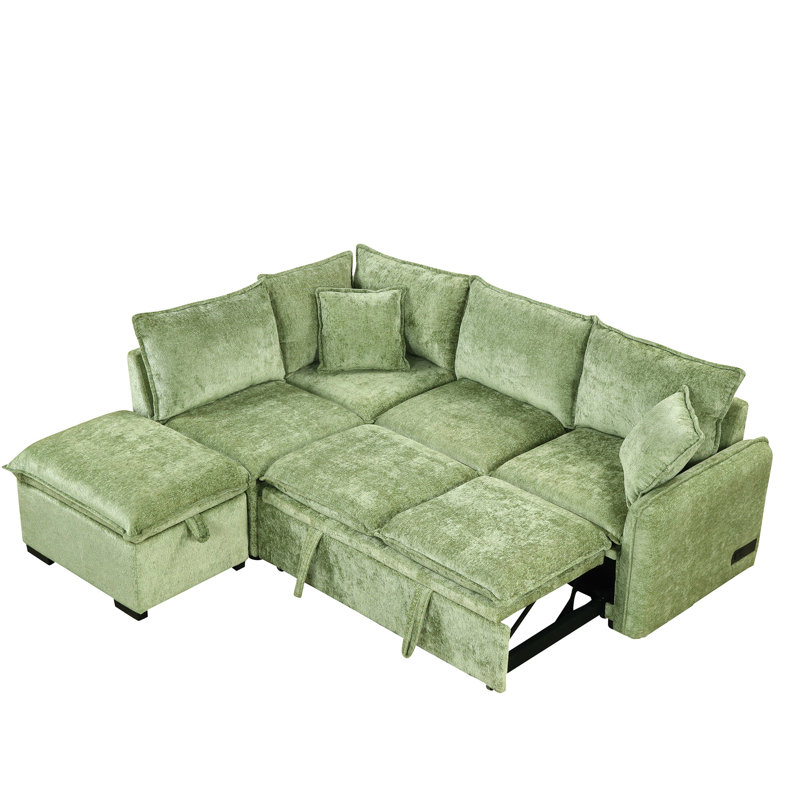 Canapé d'angle convertible de 215 cm pour salon, avec rangements, oreillers et poches de rangement, ergonomique.