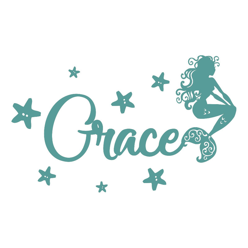 Décalcomanie murale chambre de bébé sirène, Turquoise