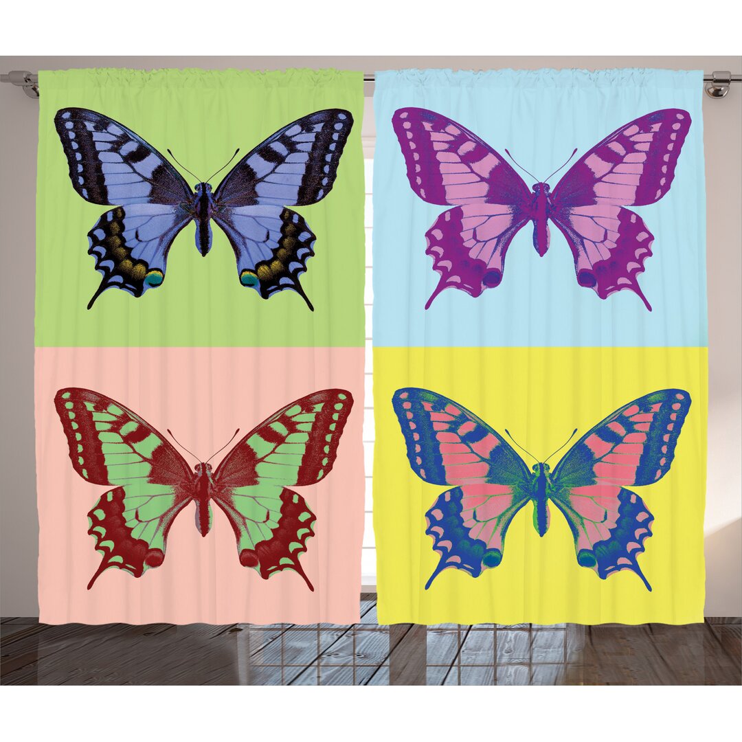 Rustikaler Vorhang, Pop-Art Schwalbenschwanz, Schmetterling, Mehrfarbig