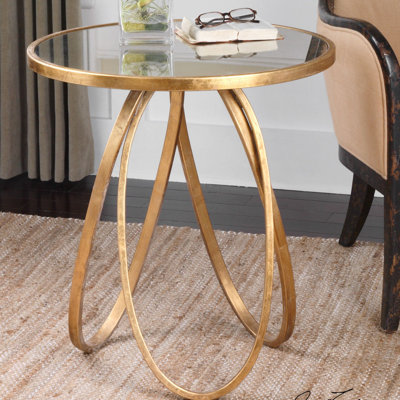 Grassingt Mirrored Glass Top End Table