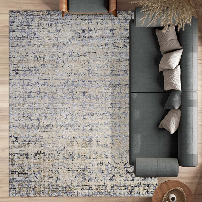 Area Rug in Beige/Gold/Gray, Rectangle 9' x 12'