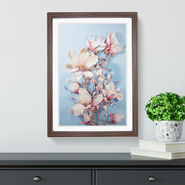 Magnolia Flower Expressionism No.3 - Single Picture Frame Print on Wood