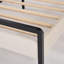Structure de lit plateforme tapissier avec tête de lit à grille géométrique, pas de sommier nécessaire, velours beige avec structure en métal noir-129459773-129459774