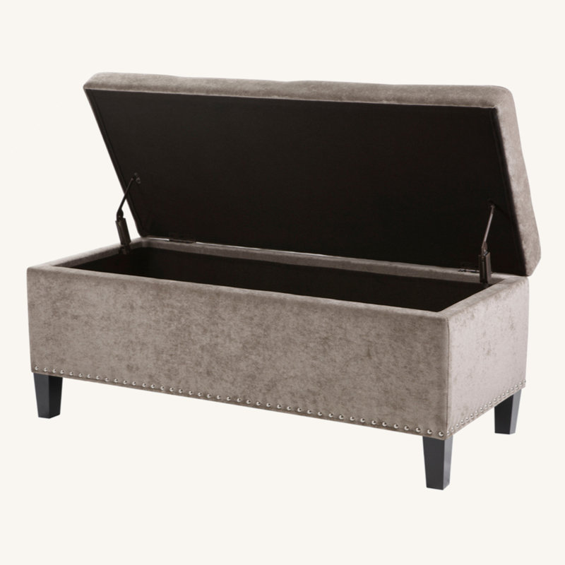 Banc de rangement capitonné à fermeture douce, Taupe