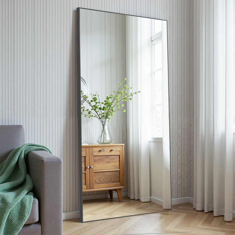 Metal Rectangle Mirror, 180.3cm x 86.4cm, Black