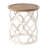 Farmhouse Tray Top Round End Table With Curved Motif Frame Base, White