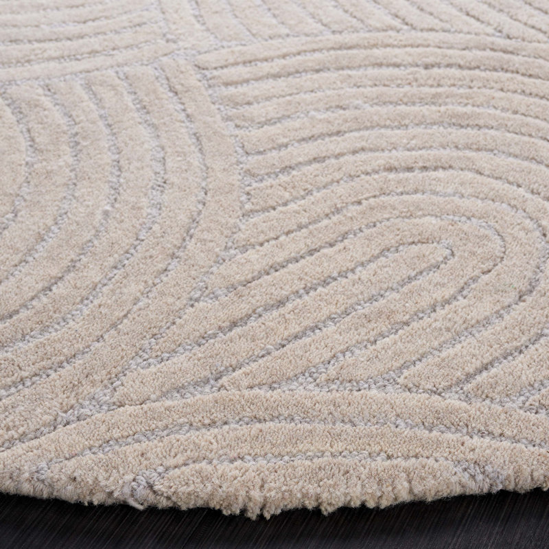 Chatham Hand Tufted Wool Cotton Abstract Rug in Gray, Round 6'