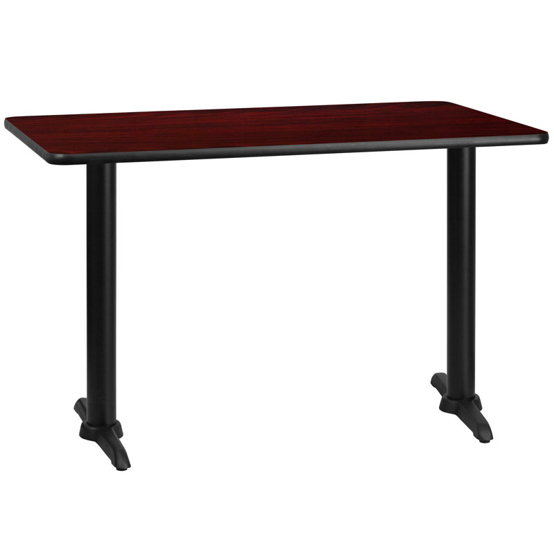 Plateau de table rectangulaire en stratifié de 30 po x 42 po avec base de hauteur de table de 5 po x 22 po Jarreth, Acajou