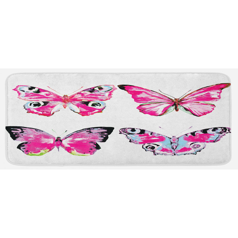 Tapis de cuisine papillons et papillons roses