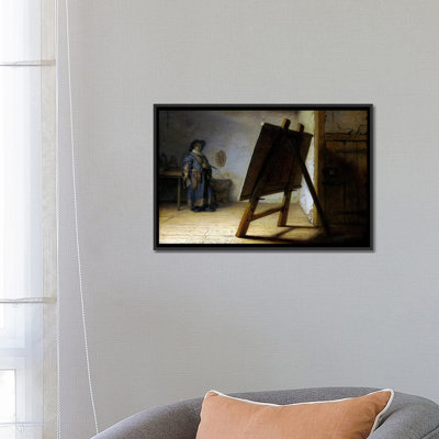 «The Artist in His Studio» par Rembrandt, reproduction d'art sur toile tendue