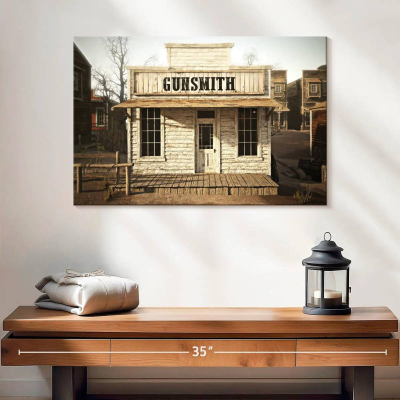 Lelar Western Gunsmith Shop, H 16 po x l 24 po