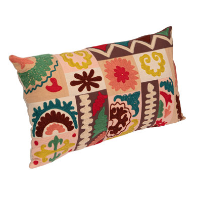 Coussin lombaire en coton à broderies