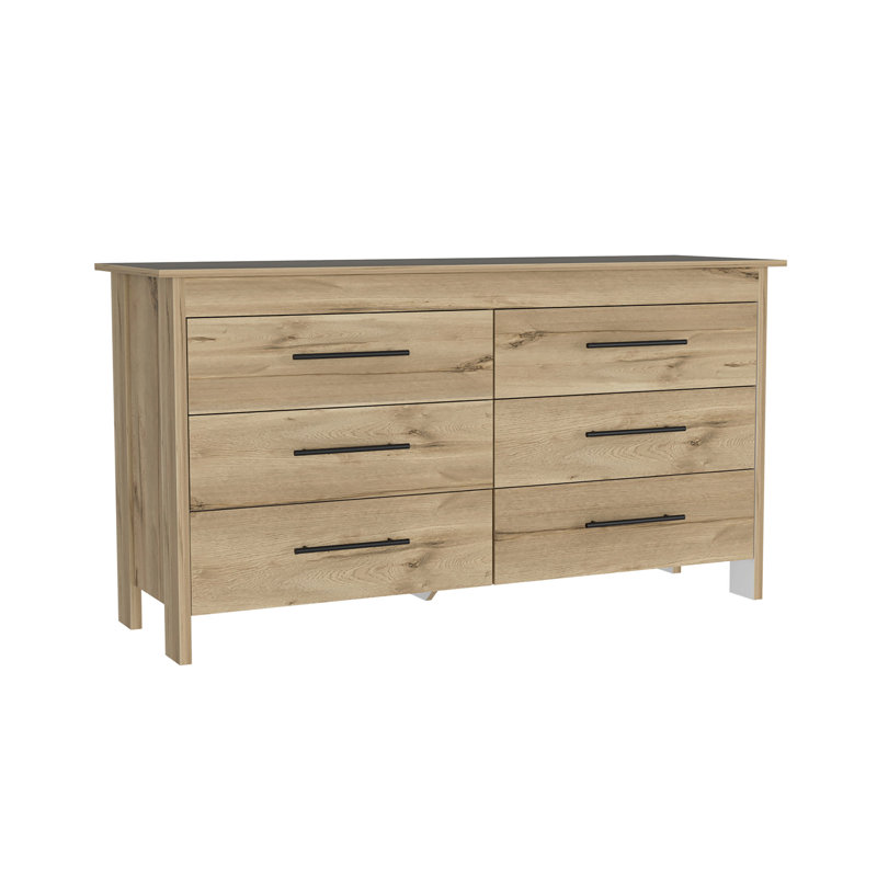 Commode double 6 tiroirs Hms, quatre pieds, plateau supérieur