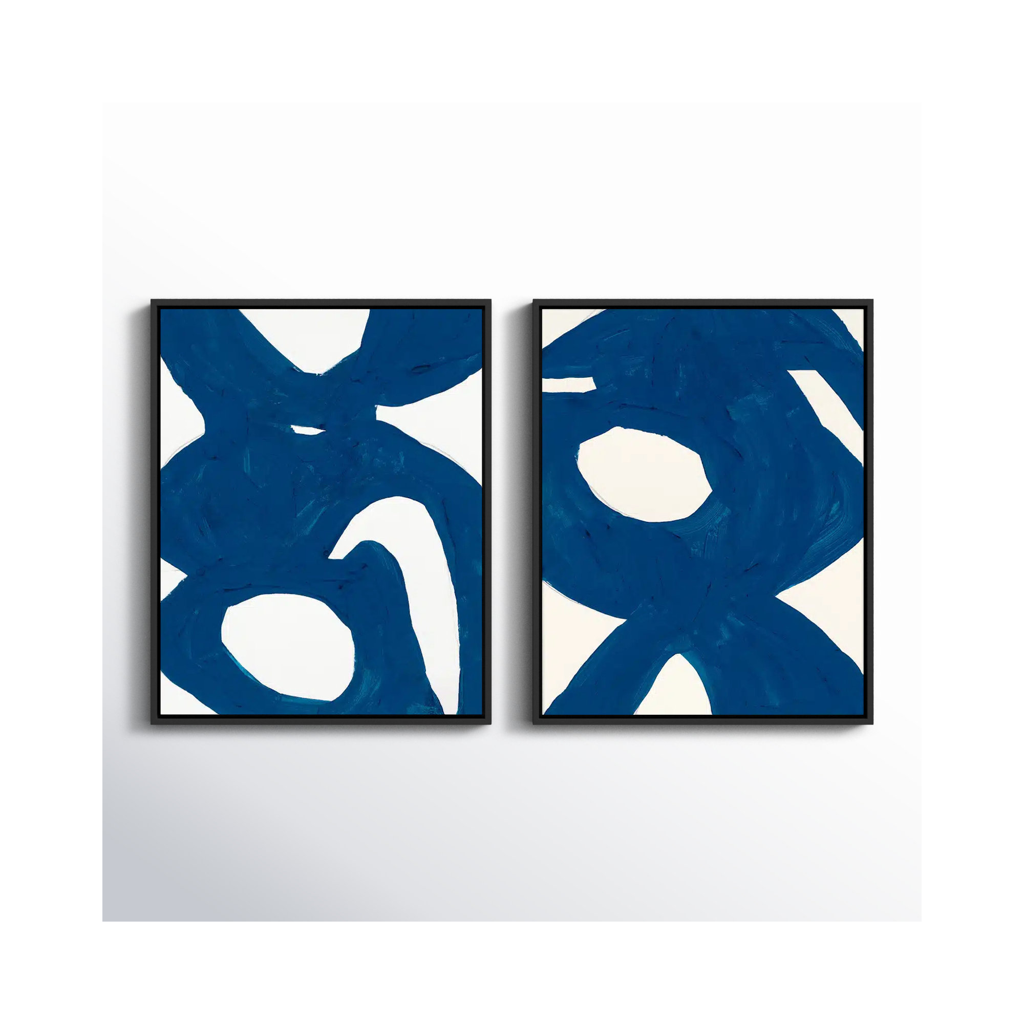 Blue Harmony Set Of 2 by Andrea Stokes, 30" H x 48" W x 1.375" D, Black