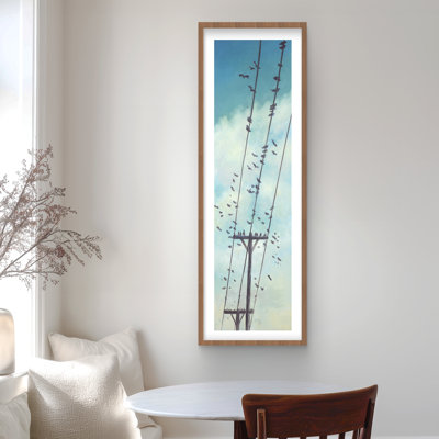 Birds on Electric Wire - Modern Black Framed Matted Print