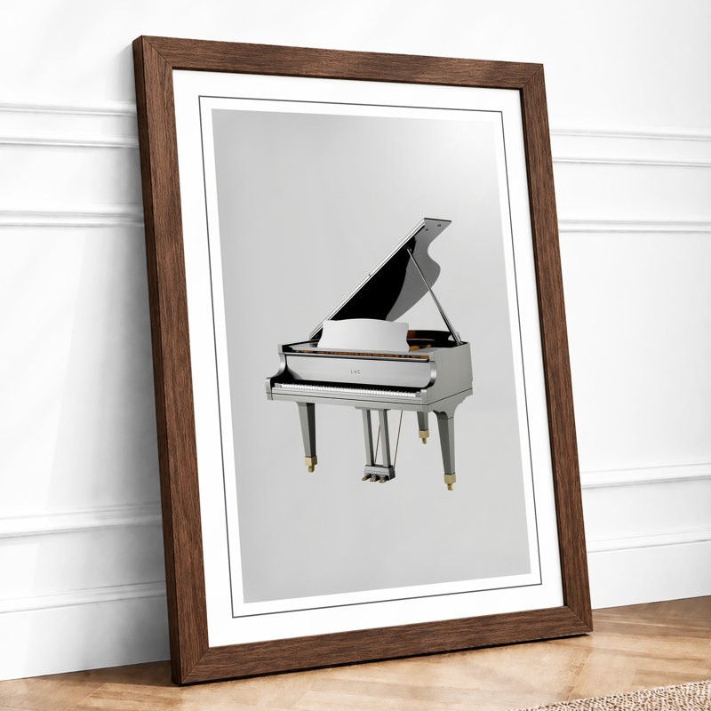 Grand Piano Elegance Modern - Framed Print, Walnut, A4 - 29.7 x 21.0 cm