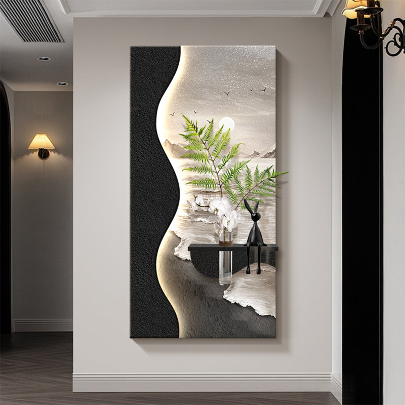 Art mural noir en grès, H 39,37 po x l 19,69 po