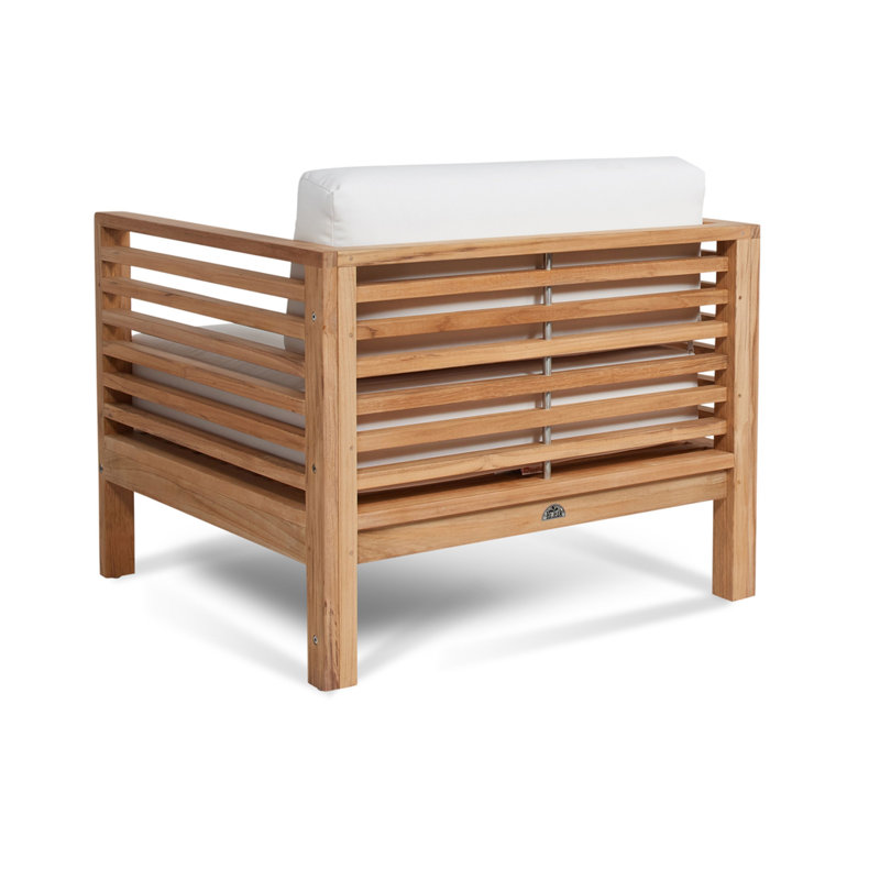 Fauteuil club Amblewood Summer, Tissu blanc Sunbrella®, Miel naturel - doré