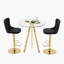 Ensemble de hauteur de bar, table de salle à manger ronde en verre trempé et chaises de salle à manger réglables en velours.-2078010675-2078010672
